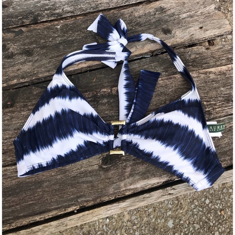 Lauren Ralph Lauren, navy/ white bikini top - Picture 2 of 6